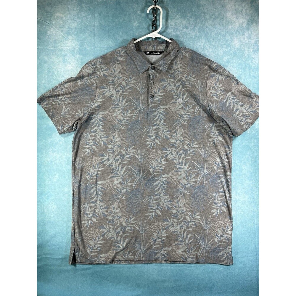 Y2K VTG Travis Mathew Golf Polo Shirt Blue Patio Time Tropical Men's XL